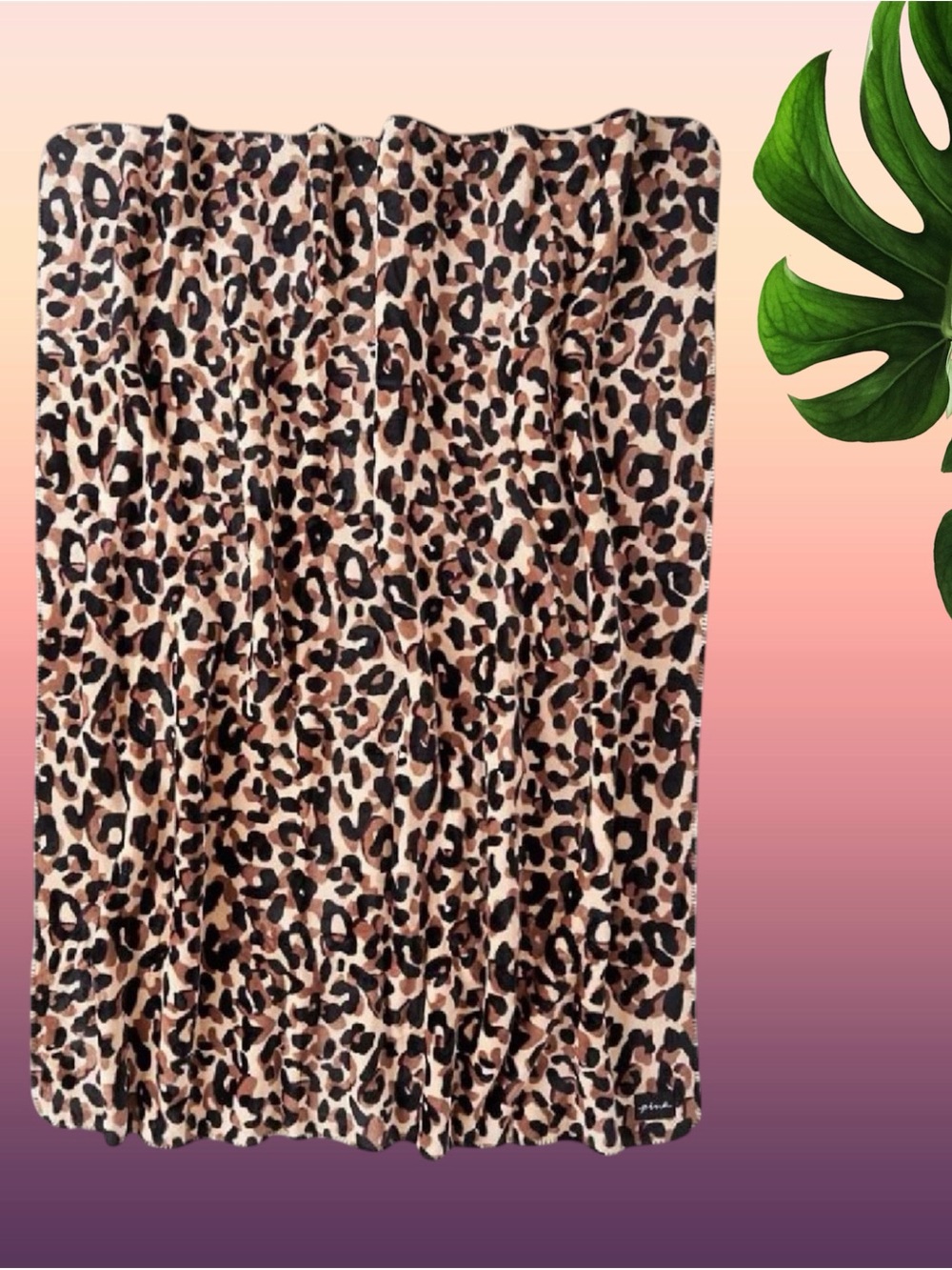 NEW 2021 Victoria's Secret Pink leopard 60”X72” Sherpa Blanket